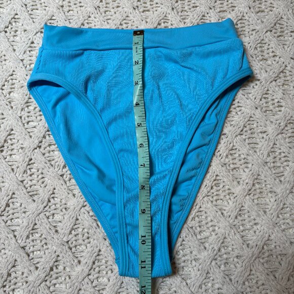 NWT L*Space French Bottom Bitsy Bikini –‎ Aqua Ribbed High Cut Swim Bottom L - Picture 4 of 9